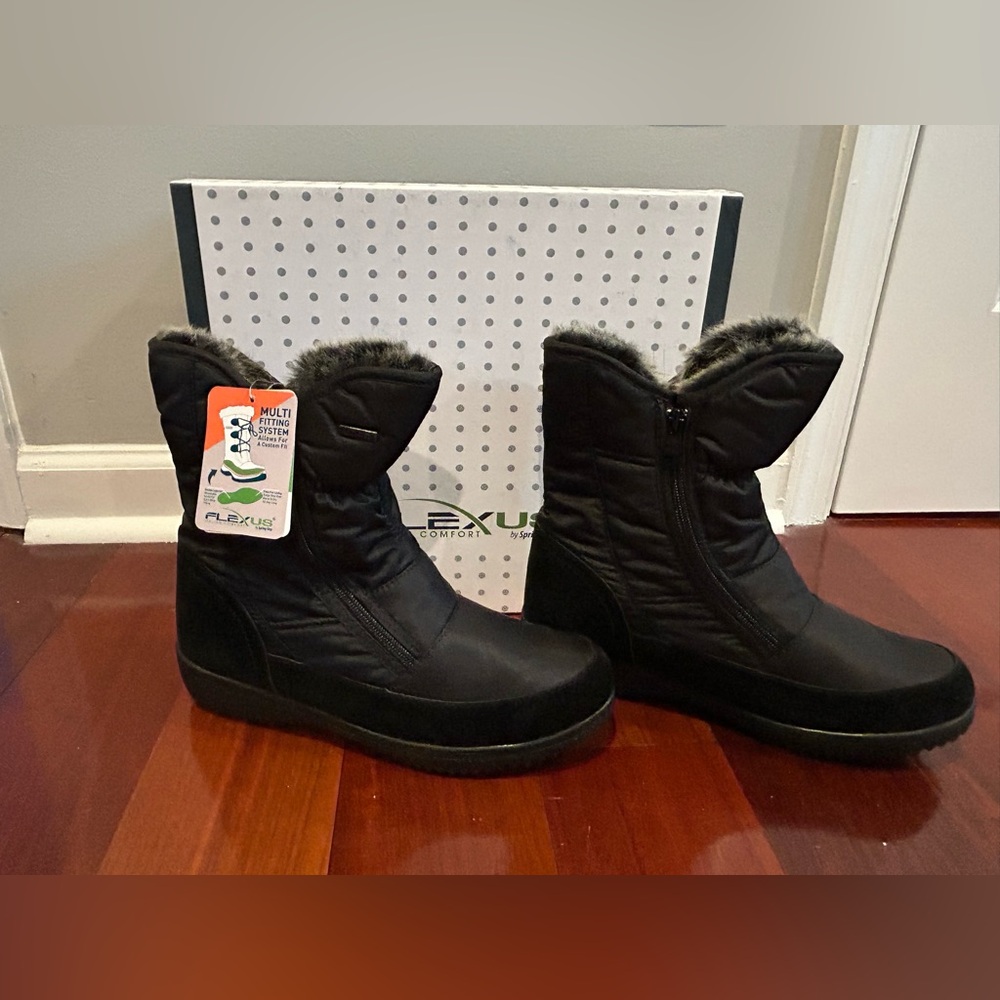 New. Spring Step Black Winter Women’s Boots with Faux Fur sass 9/9.5